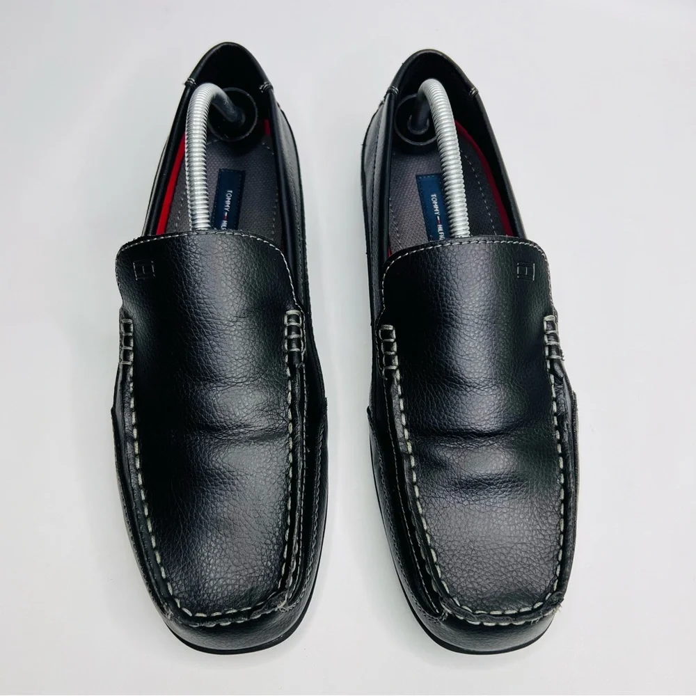 Tommy Hilfiger Men’s Dathan Black Vegan Leather Driving Slip On Loafers …